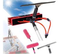 AHWEKR Kit Nettoyage sans Effort Hauteurs Jusqu'à 6 m - Perche Télescopique à Eau avec Brosse 55 cm - Nettoyage Panneaux Photovoltaïques, Vitres et Façades