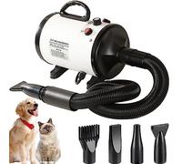 AHWOiHS Pulseur Chien Sèche-Cheveux pour Chien Blower Professionnel Souffleur Silencieux 2800W Sèche-Cheveux pour Animaux avec 4 Buses Différentes, Vitesse et Température Réglable