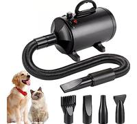 AHWOiHS Pulseur Chien Sèche-Cheveux pour Chien Blower Professionnel Souffleur Silencieux 2800W Sèche-Cheveux pour Animaux avec 4 Buses Différentes, Vitesse et Température Réglable
