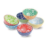 AHX Bol Petit Dejeuner Porcelaine Bols - Petit Bol Soupe 300ml - Bol Ceramique Multi Couleur - Petits Bols a Riz | Dessert | Glace | Snack - Passe au Lave Vaisselle et au Micro Ondes - Lot de 6-12 cm