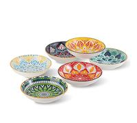 AHX Lot de 6 Bol Aperitif - Petit Bol Porcelaine Multicolore - Petite Assiette Dessert | Aperitif | Tapas | Glace | Snack - 14×3.5 cm