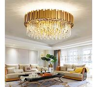 AHXIAOZN Lustre en cristal moderne,2 en 1plafonnier en cristal dorée base 9xE14 Plafonniers LED Postmoderne Rond pour salle à manger, cuisine, salon, chambre, couloir, café, bar(60cm)
