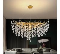 AHXIAOZN Lustre en Cristal Moderne, Luxe Chandelier en Cristal Moderne Pendentif en Or, Rond Lustre en Cristal Plafond Lampe pour salle à manger, cuisine, salon, chambre, couloir