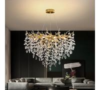 AHXIAOZN Lustre en Cristal Moderne, Luxe Chandelier en Cristal Moderne Pendentif en Or, Rond Lustre en Cristal Plafond Lampe pour salle à manger, cuisine, salon, chambre, couloir