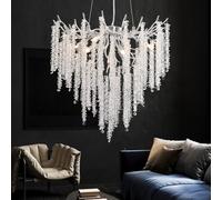 AHXIAOZN Lustre en Cristal Moderne,Luxe Lampe à Pendentif en Cristal Rond,Postmoderne Chandelier pour salle à manger, cuisine, salon, chambre, couloir, café, bar(Argent,G9*8,60cm)