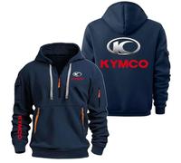 AHYAOFA Sweats à Capuche pour Homme Pull à Demi-Zip pour K.y.m.c.o Entraînement Course à Pied Pull Sweat à Capuche Actif avec Poches Sweat à Capuche Manteau à Capuche Navy-3 XXL