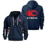 AHYAOFA Sweats à Capuche pour Homme Pull à Demi-Zip pour K.y.m.c.o Entraînement Course à Pied Pull Sweat à Capuche Actif avec Poches Sweat à Capuche Manteau à Capuche Navy-1 XXL