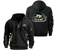 AHYAOFA Sweats à Capuche pour Hommes Pull à Demi-Fermeture éclair pour I.s.l.e of M.a.n T..t Sweat De Sport Sweat à Capuche Actif avec Poches Sweat à Capuche Black-1 Medium