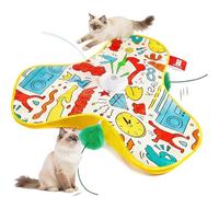 AHYDFSR Jouet Chat, 2026 Nouveau Jouet Interactif pour Chat, Plumes Mobiles Dissimulées, Jouet pour Chat à 3 Modes, Rechargeable, Chant d'oiseaux Réaliste, Jaune