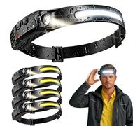 AHYDFSR Lampe Frontale, 4 Pcs Lampe Frontale Rechargeable, Détecteur de Mouvement, 5 Modes d'Éclairage, Étanche IPX4, Lampe Torche Frontale LED pour Pêche, Camping, Cyclisme, Randonnée