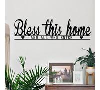 AHYS Bless This Home Plaque en métal rustique pour décoration murale de ferme, maison, salon, cuisine, salle à manger - 41,9 x 10,1 cm