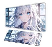 AI Anime Girl MousePad, Cute Girl Game Keyboard Pad, Anime MousePad XXL 3 mm Rubber Anti Slip Base lisse Surface - Suitable for Home OfficeMousePad (70 × 30 × 0,3 cm)