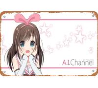 Ai Channel, Kizuna Ai Anime Poster Home Wall Art Décoration Rétro Metal Sign Tin Sign 20,3 x 30,5 cm