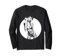 AI Girl T-Shirt pour Homme - Sexy AI Woman avec Ice Pop V2 BW Manche Longue
