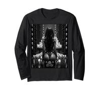 AI Girl T-Shirt pour Homme - Sexy AI Woman in Shibari Ropes B&W Manche Longue