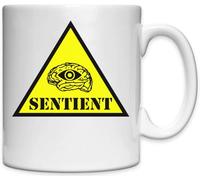 AI is Sentient Artificial Intelligence Illuminati All Seeing Eye Mug en céramique blanche