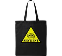 AI is Sentient Artificial Intelligence Illuminati All Seeing Eye Sac fourre-tout en coton écologique Noir, Noir , Taille unique