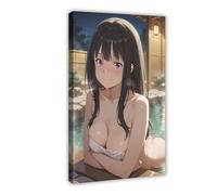 AI Japanese Anime Girl Taking A Bath3436959-b0a13c3db1-00000002 Impression sur toile pour chambre à coucher, bureau, chambre, cadre cadeau : 40 x 60 cm