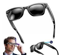 AI Lunettes Connectées Avec Caméra, Appareil Photo 2 Mpx Et Haut-parleur, Vidéo HD 720P Et Audio Immersif, Lunettes De Soleil Connectées Multifonctions, 12h D'autonomie, Chat GPT Bluetooth(Noir)