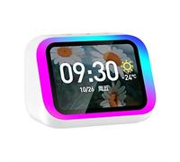 Ai Réveil intelligent avec haut-parleur sans fil Bluetooth 5.4 et lumière RVB dynamique, son stéréo HD, grand écran d'affichage de l'heure et de la météo, appels mains libres, horloge numérique de