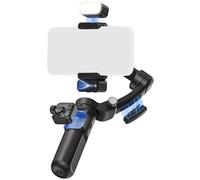AI Trackings Stabilisateur de téléphone avec lumière de remplissage intégrée, micros amovibles pour diffusion en direct et photographie en plein air pour voyage Vlog Stabilisateur de téléphone