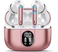 AI Traducteur Vocal Instantané, 3-in-1 Bluetooth 5.3 Traduction Instantané avec 164 Langues/6 Modes de Traduction, 40H Ecouteur Traducteur Vocal Instantané avec ENC Mic et l'APP pour Affaires Rose