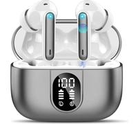 AI Traducteur Vocal Instantané, 3-in-1 Bluetooth 5.3 Traduction Instantané avec 164 Langues/6 Modes de Traduction, 40H Ecouteur Traducteur Vocal Instantané avec ENC Mic et l'APP pour Voyage Gris Fer