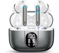 AI Traducteur Vocal Instantané, 3-in-1 Bluetooth 5.3 Traduction Instantané avec 164 Langues/6 Modes de Traduction, 40H Ecouteur Traducteur Vocal Instantané avec ENC Mic et l'APP pour Affaires Gris Fer