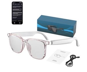 AI Wireless Bluetooth Translation Glasses, Euvelle Bluetooth Smart Glasses for Men&Woma with 110+ Languages, Sunglasses Polarized with Simultaneous Interpretation,Anti-Blue Light UV Protection (White)