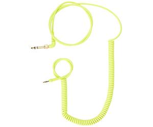 Aiaiai C02 - Câble spiralé jaune fluo de 1,5 m avec surface Soft Touch, extensible jusqu’à 3,2 m, idéal pour le DJing et le studio, avec adaptateur à vis 6,35 mm vers 3,5 mm