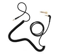 Aiaiai C02 - Câble spiralé noir de 1,5 m avec surface Soft Touch, extensible jusqu’à 3,2 m, idéal pour le DJing et le studio, avec adaptateur à vis 6,35 mm vers 3,5 mm