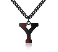 AIAINAGI Collier avec pendentif en forme de lettre initiale de baseball A-Z pour homme en acier inoxydable argenté, cadeau personnalisé de 55,9 cm, Noir, Pas de gemme