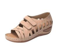 AIAMEWYT Sandales compensées en simili cuir für femmes - de plage confortables et réglables à bout ouvert für le printemps l'été Sandales pour femmes