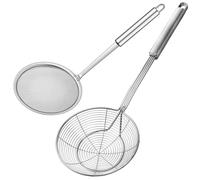 Aiareozy 2 Pièces Araignée Cuisine, Cuillere Ecumoire Inox, Cuillère Écumoire, Passoire Écumoire en Acier Inoxydable, Cuillère Ajourée pour Cuisson Aliments, Pâtes, Spaghetti, Nouilles