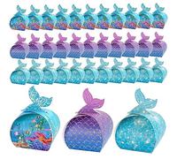 Aiareozy 30 Pièces Boîtes Fête de Sirène, Mini Boite Cadeau Vide, Boite Dragees Mariage, Boite Anniversaire, Petite Boite Cadeau Carton, pour les Fêtes Sirène, Naissance Mariage, Fête Sous la Mer