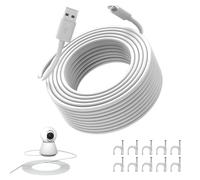 AIAUXAI 10M Câble Micro-USB Langes pour Mi Security Camera pour EZVIZ Blanc | Câble pour Caméras de Surveillance, Intérieur Extérieur, 10 Clous de Mur, pour Mi 360° Camera 1080P/2K, pour EZVIZ pour IMOU