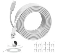 AIAUXAI 10M Câble USB-C Langes pour Xiaomi Smart Camera C300 C400, Blanc | Câble pour Caméras de Surveillance, Intérieur Extérieur, 10 Clous de Mur, pour Mi Camera 2K Magnetic Mount, pour EZVIZ