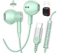 AIAUXAI Ecouteur USB C pour iPhone 18 Pro Max 17 16 15, Magnétique, Cyan | Isolation Sonore Micro Écouteurs Filaires Type C pour Samsung Galaxy S26 Ultra S25 S24 S23 S22 A56 A17, pour Xiaomi pour OPPO
