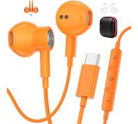 AIAUXAI Ecouteur USB C pour iPhone 18 Pro Max 17 16 15, Magnétique, Orange | Isolation Sonore Micro Écouteurs Filaires Type C pour Samsung Galaxy S26 Ultra S25 S24 S23 S22 A56 A17, pour Xiaomi pour OPPO