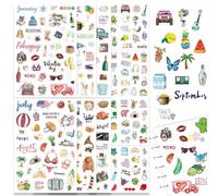 AIBAOBAO 318 Pièces/10Feuille Autocollant Scrapbooking 4 Saison, Gommettes Printemps été Automne Hiver 12 Mois Stickers Adulte Enfant pour DIY Bullet Journal Album Photo Artisanat Cahier