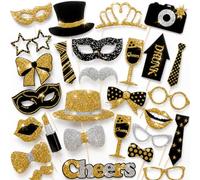 AIBAOBAO Accessoires Photobooth 30 Pcs Photobooth Paillette Doré Noir