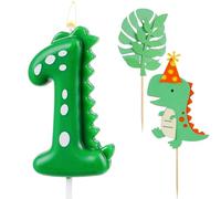 AIBAOBAO Bougie Anniversaire 1 Ans, Dinosaure Bougies Anniversaire Chiffre, Bougie 1 Ans Garcon Filles, Bougie Numéro avec Decoration Gateau Dinosaure, pour Décorations Gâteau Fête Anniversaire