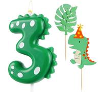 AIBAOBAO Bougie Anniversaire Dinosaure 3 Ans, Bougies Anniversaire Chiffre, Bougie 3 Ans Garcon Filles, Bougie Numéro avec Decoration Gateau Dinosaure, pour Décorations Gâteau Fête Anniversaire