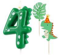 AIBAOBAO Bougie Anniversaire Dinosaure 4 Ans, Bougies Anniversaire Chiffre, Bougie 4 Ans Garcon Filles, Bougie Numéro avec Decoration Gateau Dinosaure, pour Décorations Gâteau Fête Anniversaire