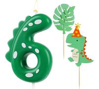 AIBAOBAO Bougie Anniversaire Dinosaure 6 Ans, Bougies Anniversaire Chiffre, Bougie 6 Ans Garcon Filles, Bougie Numéro avec Decoration Gateau Dinosaure, pour Décorations Gâteau Fête Anniversaire