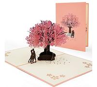 AIBAOBAO Carte Saint Valentin, Pop Up Carte 3D, Carte Mariage de Voeux avec Enveloppe Carte Sakura Couple Romantique pour Anniversaire Noël Nouvel, Anniversaire