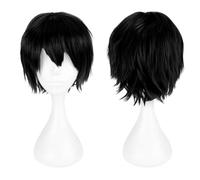 AIBAOBAO Perruque Halloween Noire Courte pour Femme et Homme - Cosplay Anime, Cheveux Synthétiques pour Fête à Thème, Carnaval, Soirée Déguisée, Costume Halloween Party