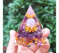 AIBAOBAO Pyramide Orgonite, Pyramide Pierre, Pyramide de Cristal, Cristal Chakra Reiki Ornement pour Décoration Maison, Symbolise Carrière Bonheur Sécurité Santé Cadeau Pyramide(Violet)