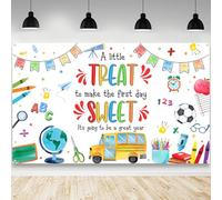 AIBIIN Bannière de retour à l'école « A Little Treat to Make The First Day Sweet It's Going to Be A Great Year Sunshine » - Décoration de fête - 180 x 110 cm