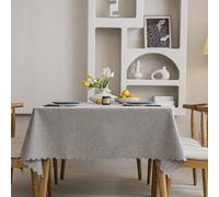 AIBIIN Nappe rectangulaire imperméable en coton et lin facile d'entretien pour table à manger de 6 à 8 places, pour cuisine, pique-nique, festival, dîner, 140 x 200 cm - Gris